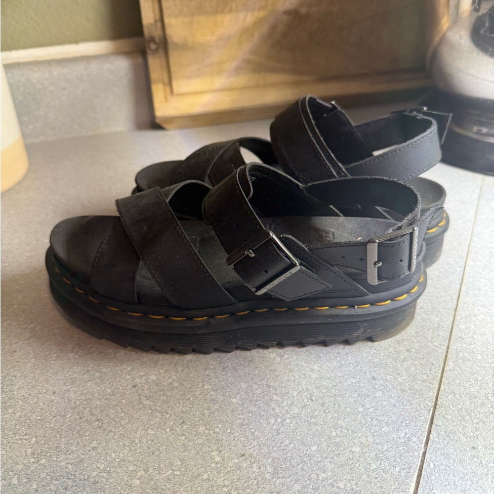 Dr Martens Black Strappy Platform Sandals